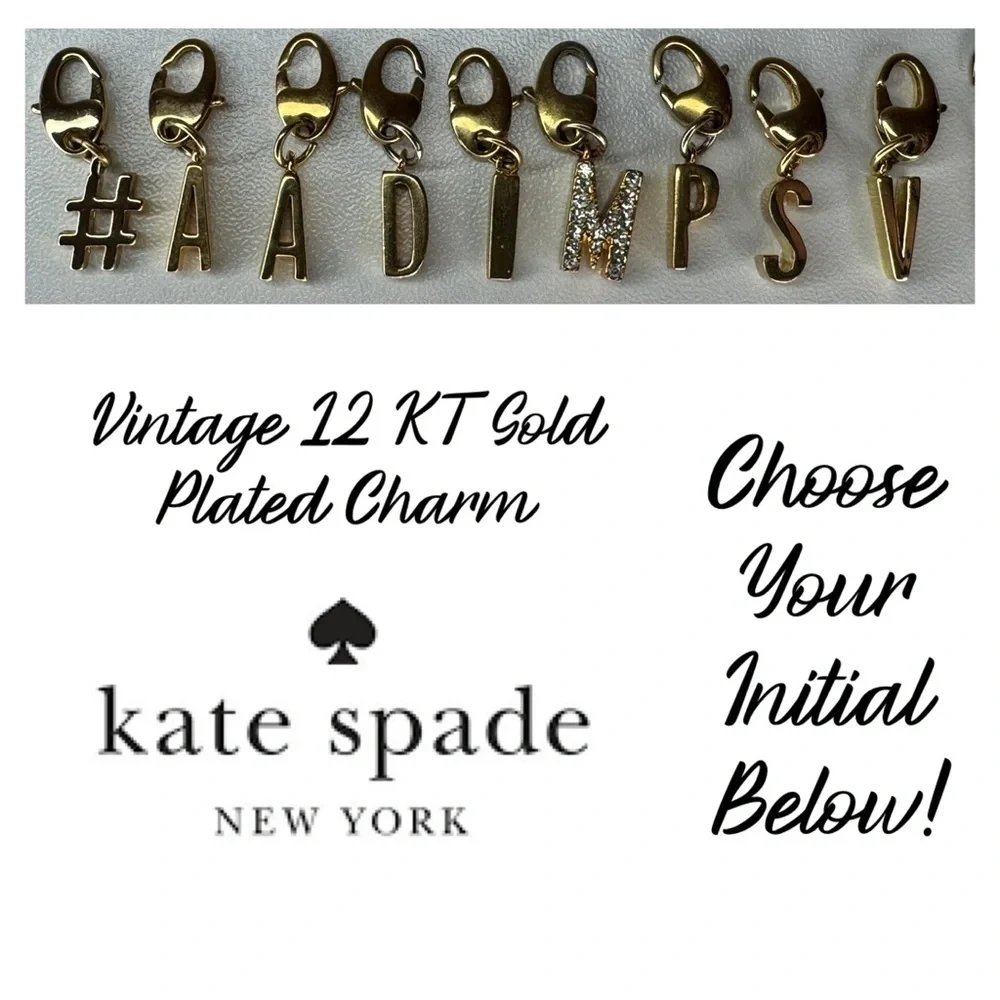 Kate Spade 12 KT Plated Letters Charms (No Bracelet) Initial # A A D I M P S V - Picture 3 of 3